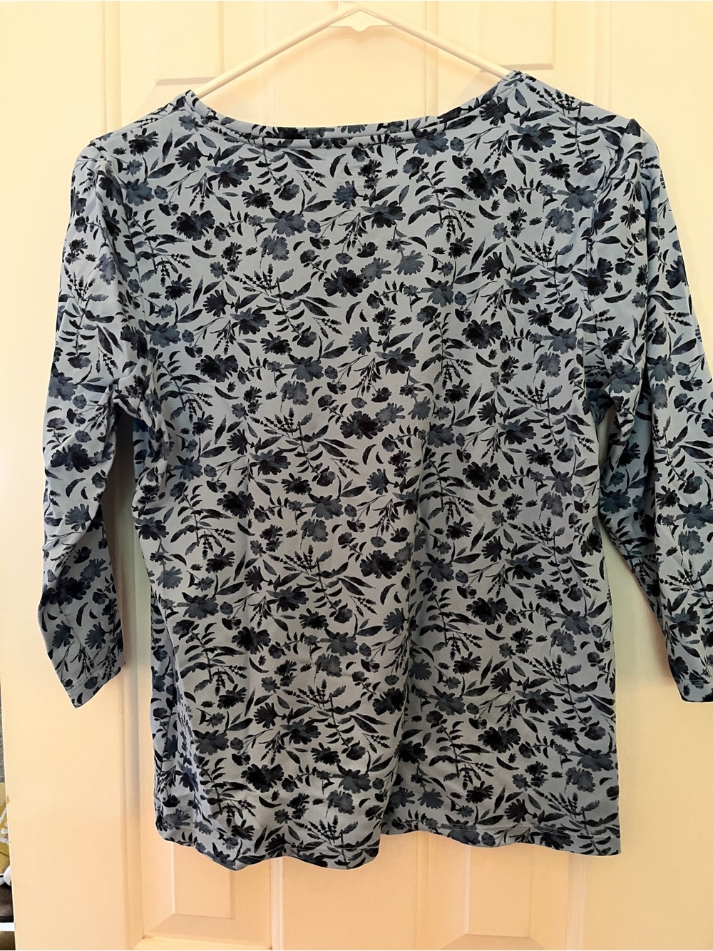 L.L. Bean Women's Light Blue Floral Long Sleeve Tee - Picture 2 of 4